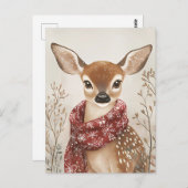 Festive cute Deer Christmas Greeting ポストカード (正面/裏面)