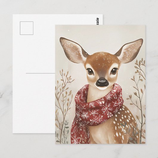 Festive cute Deer Christmas Greeting ポストカード (正面/裏面)