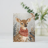 Festive cute Deer Christmas Greeting ポストカード (スタンド正面)