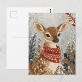 Festive cute Deer Christmas Greeting ポストカード (正面/裏面)