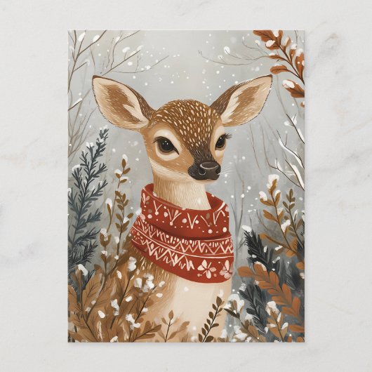 Festive cute Deer Christmas Greeting ポストカード (正面)