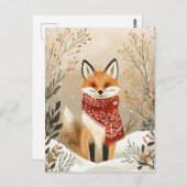 Festive cute Fox Christmas Greeting ポストカード (正面/裏面)