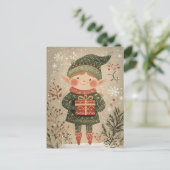 Festive cute Gnome Christmas Greeting ポストカード (スタンド正面)