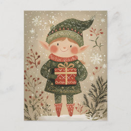 Festive cute Gnome Christmas Greeting ポストカード