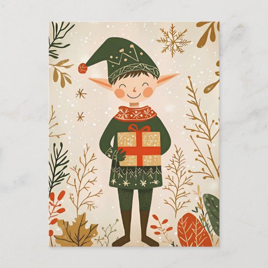 Festive cute Gnome Christmas Greeting ポストカード (正面)
