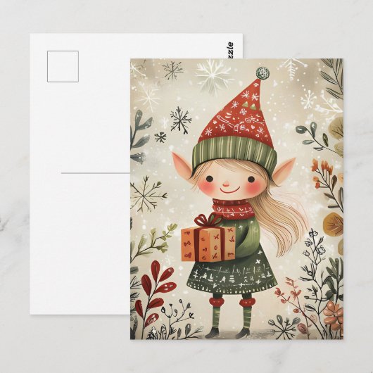 Festive cute Gnome Christmas Greeting ポストカード (正面/裏面)