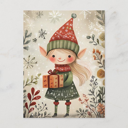 Festive cute Gnome Christmas Greeting ポストカード (正面)