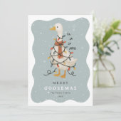 Festive Cute Goose Non-Photo Christmas シーズンカード (スタンド正面)