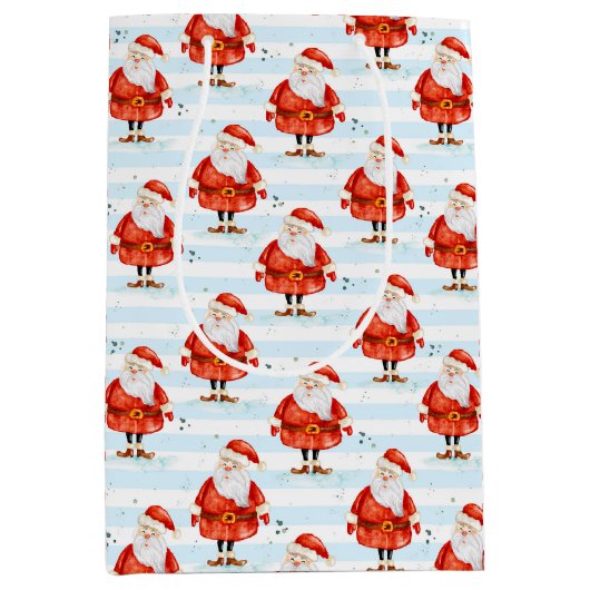 Festive Cute Santa Claus ミディアムペーパーバッグ (正面)