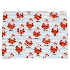 Festive Cute Santa Claus ラージペーパーバッグ