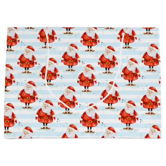 Festive Cute Santa Claus ラージペーパーバッグ
