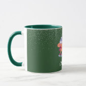 Festive Dachshund Dog Ice Skating Green Name Mug マグカップ (左)