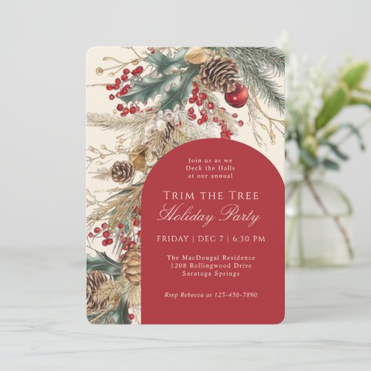 Festive Deck the Halls Tree Trimming Party  招待状 (スタンド正面)
