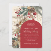 Festive Deck the Halls Tree Trimming Party  招待状 (正面)