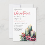 Festive Decorated Candles Christmas 招待状 (正面)