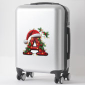 Festive Decorated Christmas Red Letter A シール (スーツケース)