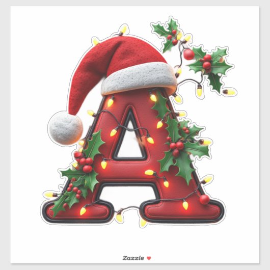 Festive Decorated Christmas Red Letter A シール (シート)