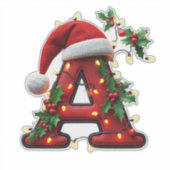 Festive Decorated Christmas Red Letter A シール (正面)