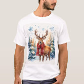 Festive Deer in Snowy Forest Tシャツ (正面)