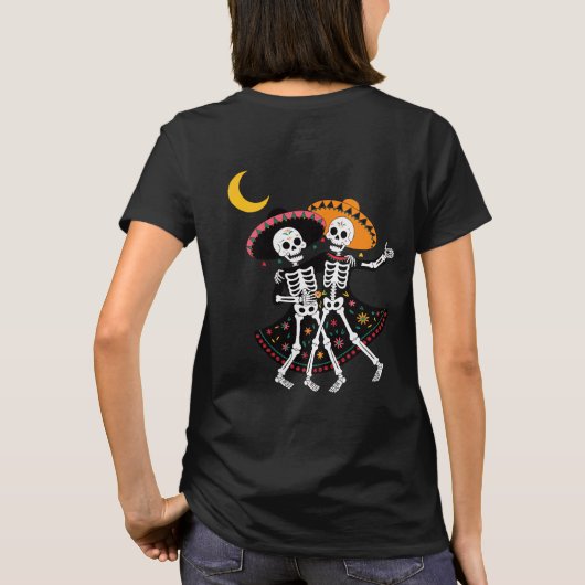 Festive Dia de los Muertos Skeleton Dance Under Tシャツ (裏面)