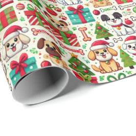 Festive Dog Christmas Wrapping Paper ラッピングペーパー
