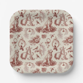 Festive Dog Lover Letter A Christmas Plates ペーパープレート