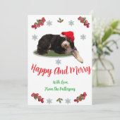 Festive dog wearing a Santa Hat Flat Holiday Card シーズンカード (スタンド正面)