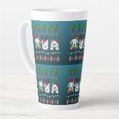 Festive dogs Christmas pattern - cute hoiiday dogs カフェラテマグ (左アングル)