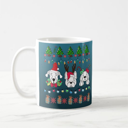 Festive dogs Christmas pattern - cute hoiiday dogs コーヒーマグカップ (左)
