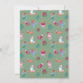 Festive Dogs Ice Skating Green Christmas Party 招待状 (裏面)