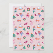 Festive Dogs Ice Skating Navy Blue Christmas Party 招待状 (裏面)