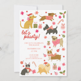 Festive Dogs Pink Christmas Party Invitation 招待状