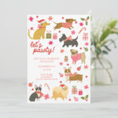Festive Dogs Pink Christmas Party Invitation 招待状 (スタンド正面)