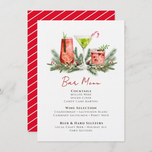 Festive Drinks Christmas Cocktails Holiday Bar メニュー (正面/裏面)