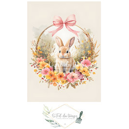 Festive Easter Bunny Surrounded By Flowers 薄葉紙