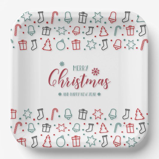 Festive Elegance Christmas Paper Plates ペーパープレート (正面)