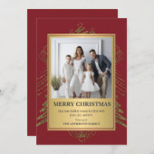 Festive Elegance: Red and Gold Photo Christmas  シーズンカード (正面/裏面)