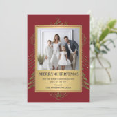 Festive Elegance: Red and Gold Photo Christmas  シーズンカード (スタンド正面)