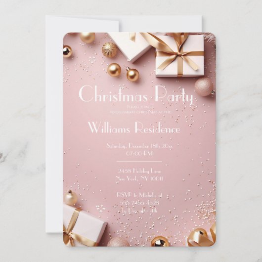 Festive Elegant Christmas Party Invitation 招待状 (正面)