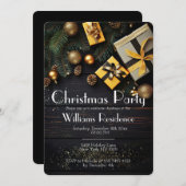 Festive Elegant Christmas Party Invitation 招待状 (正面/裏面)