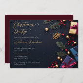 Festive Elegant Christmas Party Invitation 招待状 (正面/裏面)