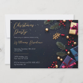 Festive Elegant Christmas Party Invitation 招待状