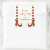 Festive Elf leg Merry Christmas スクエアシール (バッグ)