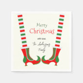 Festive Elf leg Merry Christmas スタンダードカクテルナプキン (正面)