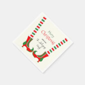Festive Elf leg Merry Christmas スタンダードカクテルナプキン (角)