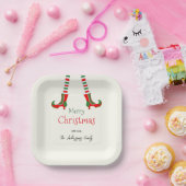 Festive  Elf Legs Merry Christmas ペーパープレート (パーティー)