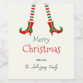 Festive  Elf Legs Merry Christmas ワインラベル (シングルラベル)