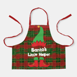 Festive Elf Santa's Little Helper Red Green Tartan エプロン