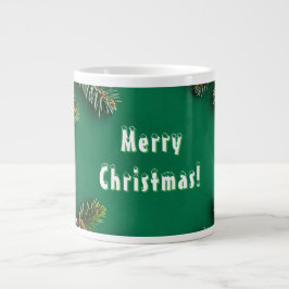 Festive Evergreen Border With Pine Cones ジャンボコーヒーマグカップ