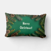 Festive Evergreen Border With Pine Cones ランバークッション (裏面)